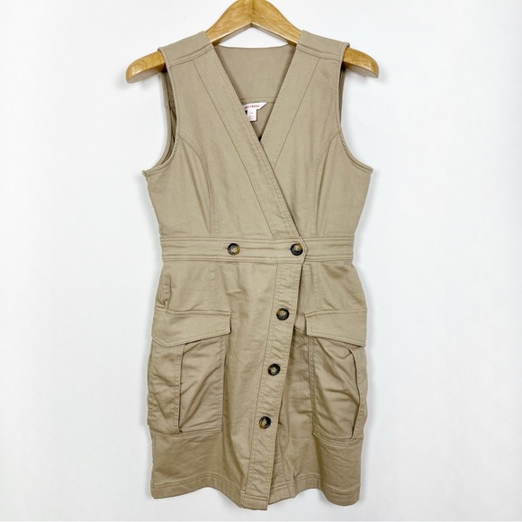 Joe Fresh‎ Tan Safari Cargo Sleeveless Wrap Dress Size Small - Picture 8 of 8